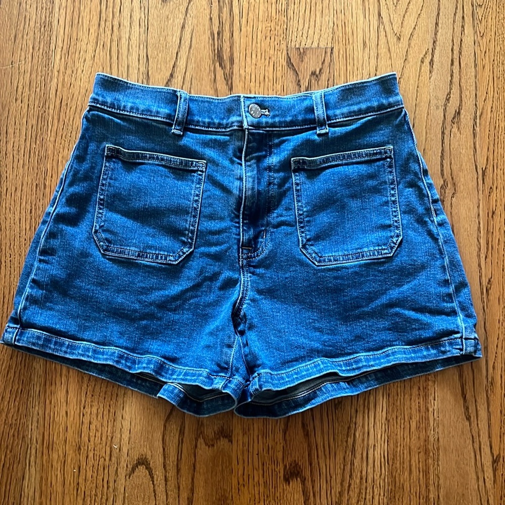 J CREW UTLITY FRONT POCKET DENIM HIGH RISE JEANS SHORTS STYLE CG 691 SZ 27